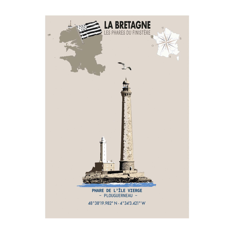 LÁMINA FARO DE ÎLE VIERGE – PLOUGUERNEAU (Bretaña)