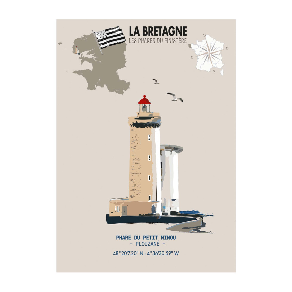 PETIT MINOU LIGHTHOUSE POSTER – PLOUZANÉ - Brittany