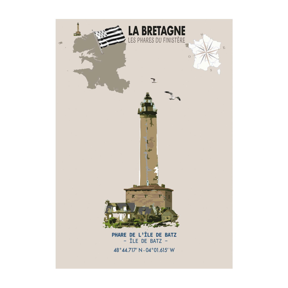 LÁMINA FARO DE LA ISLA DE BATZ (Bretaña)