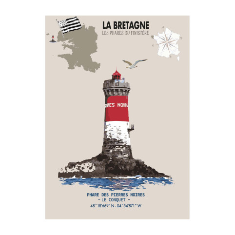 PIERRES NOIRES LIGHTHOUSE POSTER – LE CONQUET - Brittany