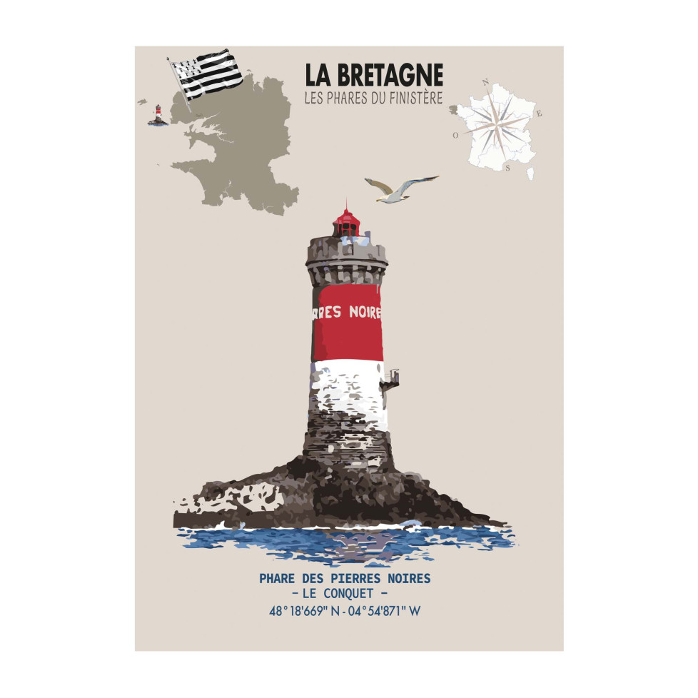 LÁMINA FARO DE PIERRES NOIRES – LE CONQUET (Bretaña)