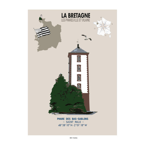 LÁMINA FARO DE BAS-SABLONS  (Bretaña)