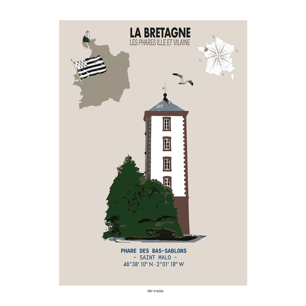 AFFICHE PHARE DES BAS-SABLONS à Saint-Malo - L'Ille et Vilaine