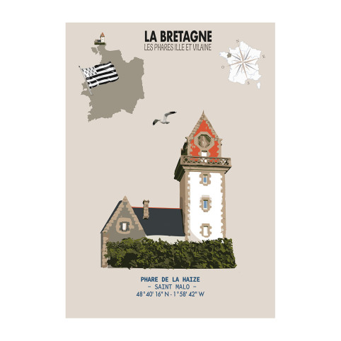 LÁMINA FARO DE LA HAIZE  (Bretaña)