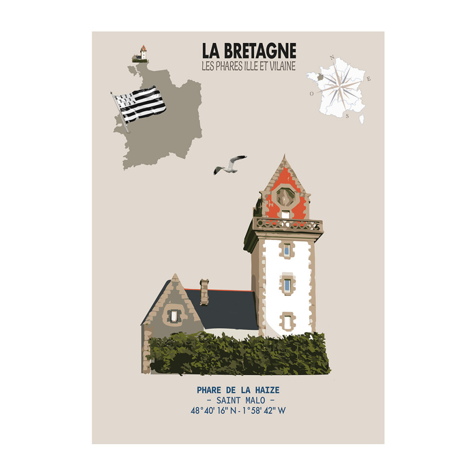 AFFICHE PHARE DE LA HAIZE à Saint-Malo - L'Ille et Vilaine