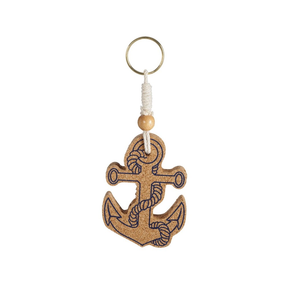 Porte clef ancre nautique fait main en acier inoxydable Bleu