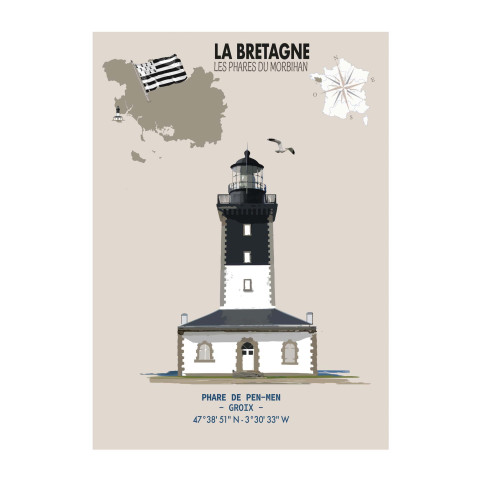 AFFICHE PHARE DE PEN-MEN – Île de Groix - Morbihan