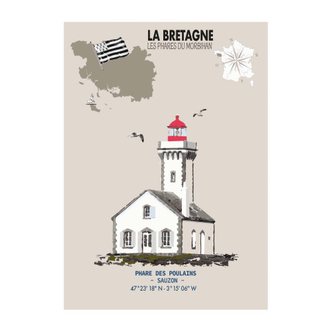 LÁMINA FARO DES POULAINS – Belle-Île-en-Mer (Bretaña)