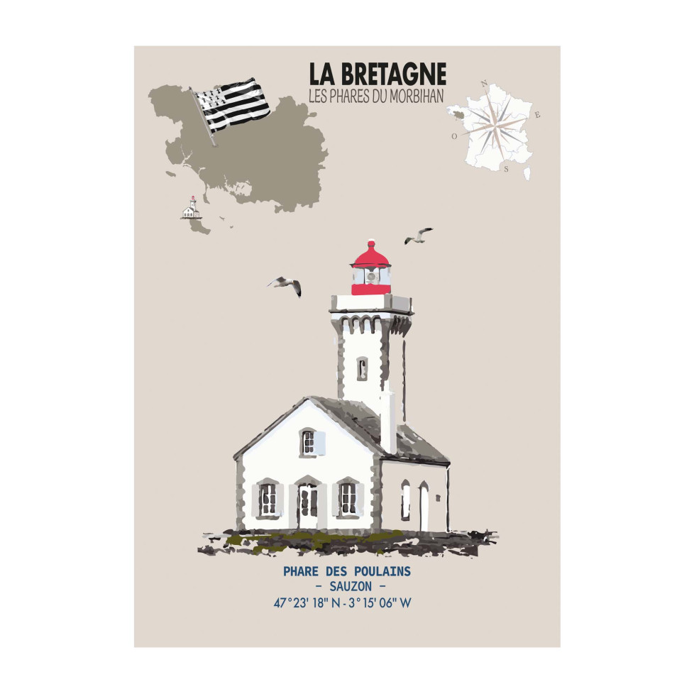 POULAINS LIGHTHOUSE POSTER  - Brittany