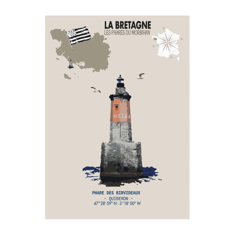 AFFICHE PHARE DES BIRVIDEAUX – Quiberon - Morbihan