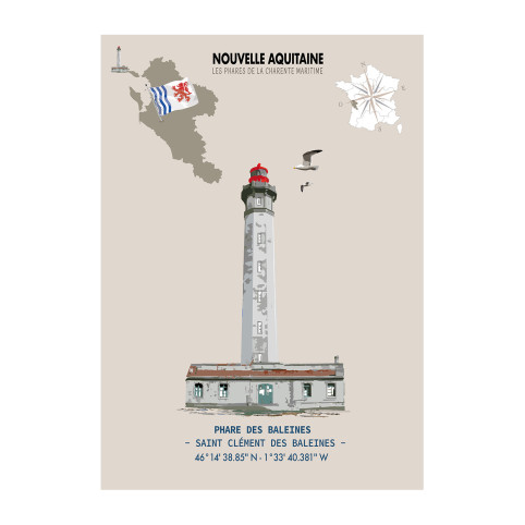 AFFICHE PHARE DES BALEINES- Île de Ré - Nouvelle-Aquitaine