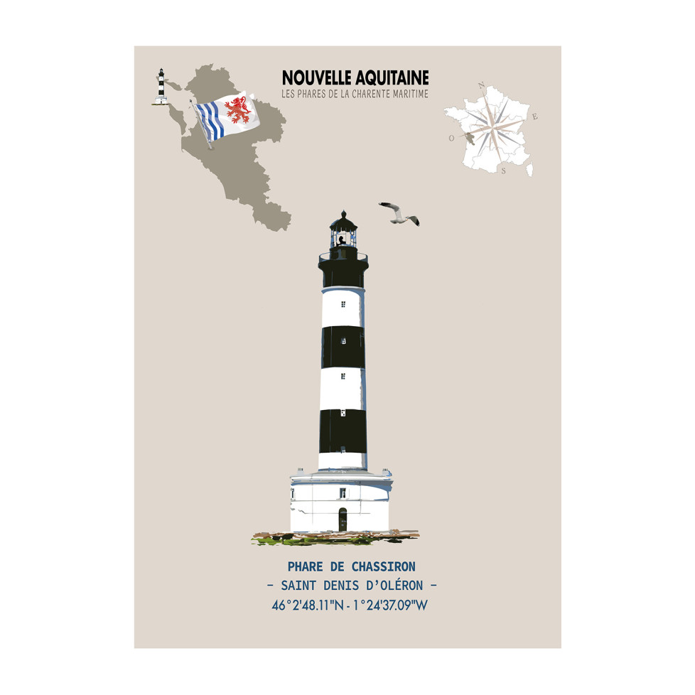 AFFICHE PHARE DE CHASSIRON- Saint Denis d'Oléron - Nouvelle-Aquitaine