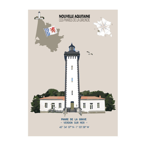 AFFICHE PHARE DE LA GRAVE - Verdon-sur-Mer - Gironde