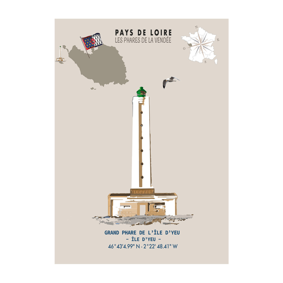 LÁMINA FARO DE L'ÎLE D'YEU  (Vendée)
