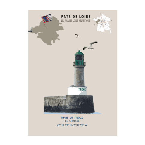 AFFICHE PHARE DE TRÉHIC - Loire-Atlantique