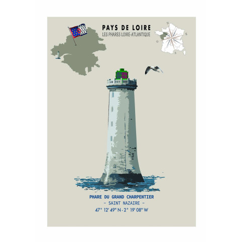 AFFICHE PHARE DU GRAND CHARPENTIER - Loire-Atlantique