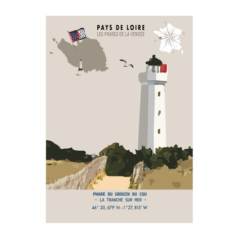 LÁMINA DEL FARO GROUIN DU COU  - Vendée  (Francia)