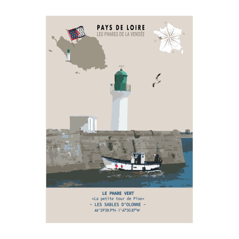 LÁMINA DEL FARO VERDE  - Vendée  (Francia)