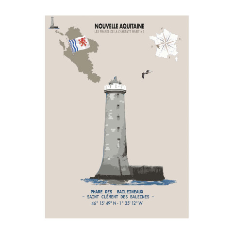 AFFICHE PHARE DES BALEINEAUX - Saint Clément des Baleines - Nouvelle-Aquitaine