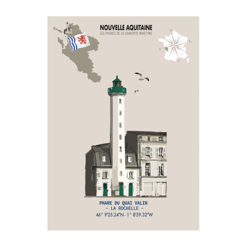 LÁMINA FARO DEL QUAI VALIN - La Rochelle  (Nueva Aquitania)
