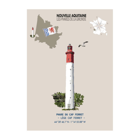 AFFICHE PHARE DU CAP FERRET - Nouvelle-Aquitaine