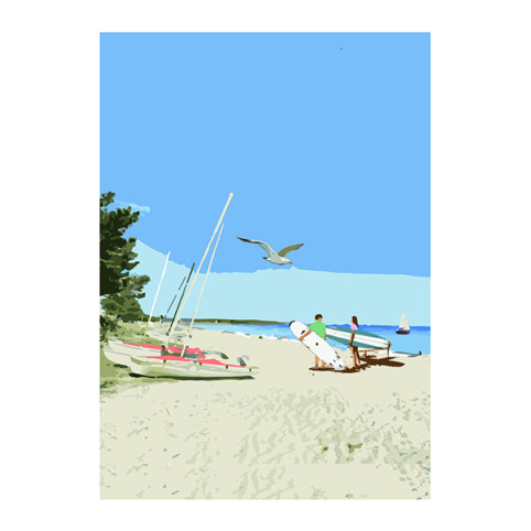 AFFICHE "SURF ET PLAGE"