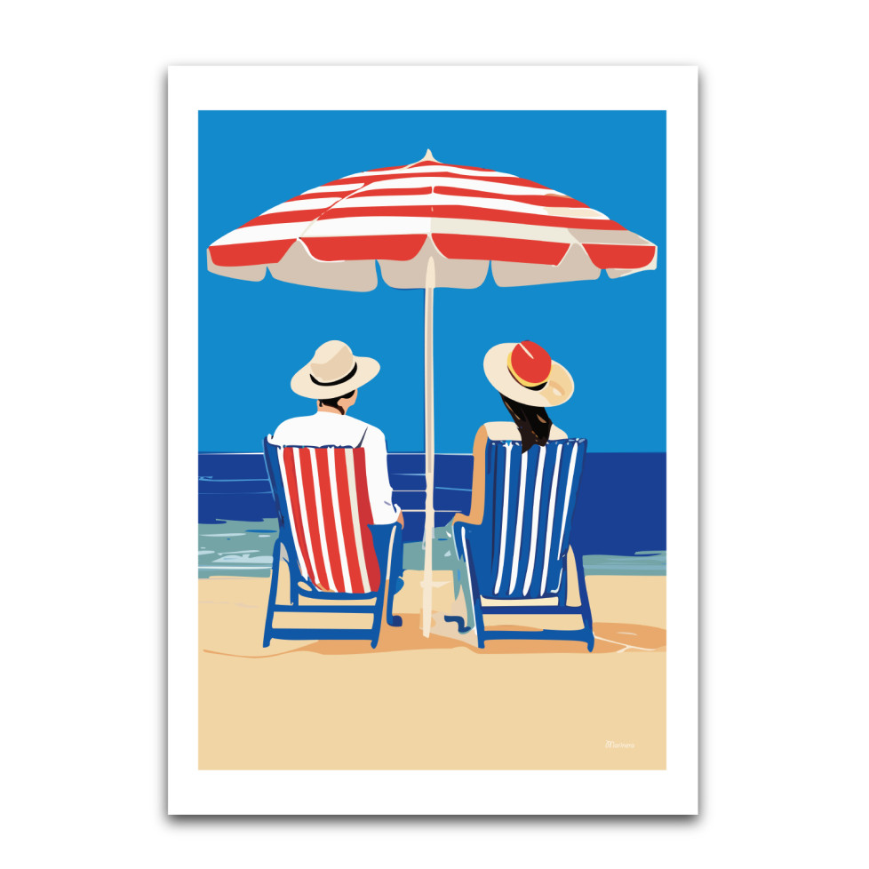 LÁMINA "PAREJA BAJO SOMBRILLA" - Colección Frente al mar