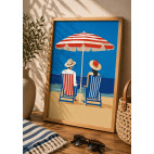 LÁMINA "PAREJA BAJO SOMBRILLA" - Colección Frente al mar