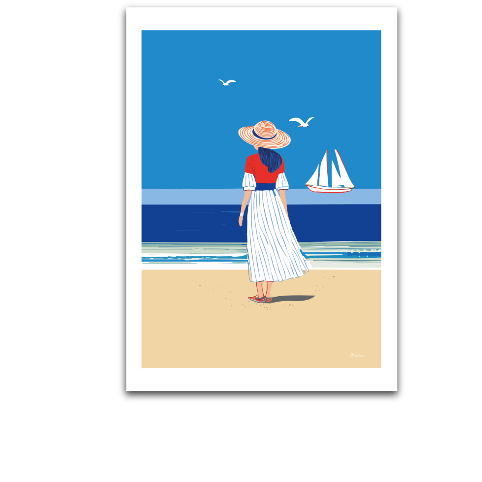POSTER "The Girl in the Panama Hat" - By the Sea Collection