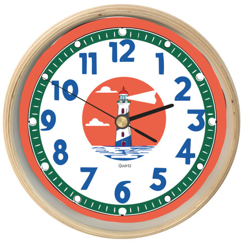 RELOJ DE PARED EN MARCO DE MADERA "FARO" 32 cm