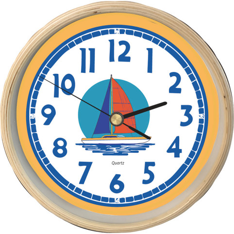 HORLOGE MURALE EN BOIS "VOILIER"