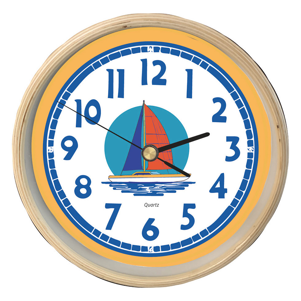 HORLOGE MURALE EN BOIS "VOILIER"