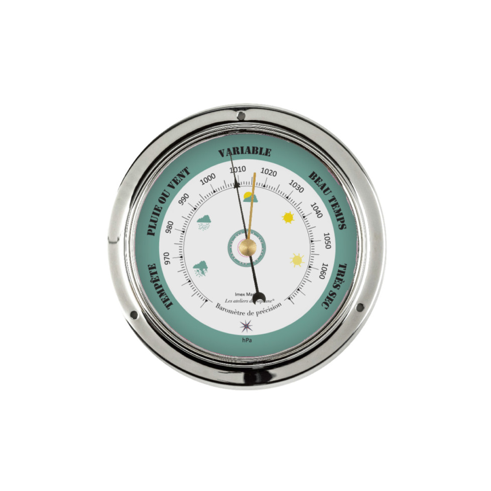 BAROMÈTRE LAITON CHROMÉ IMEX MARINE 11,5 cm