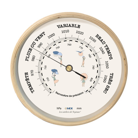 BARÓMETRO CON MARCO DE MADERA IMEX MARINE 22,5 cm