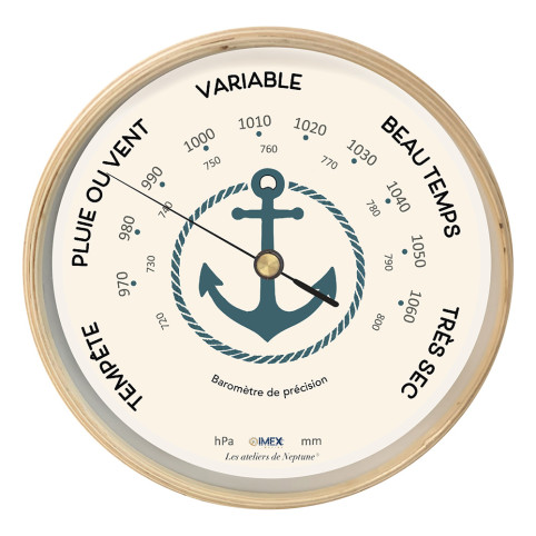 BAROMÈTRE CADRE EN BOIS "ANCRE" IMEX MARINE 22,5 cm
