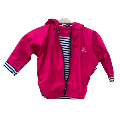 "AQUAVAL" MANTEAU CIRÉ IMPERMEABLE BÉBÉ COULEUR GROSEILLE