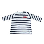 "CODY" T-SHIRT MARIN BÉBÉ BLANC/MARINE MANCHES LONGUES