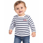 "CODY" T-SHIRT MARIN BÉBÉ BLANC/MARINE MANCHES LONGUES