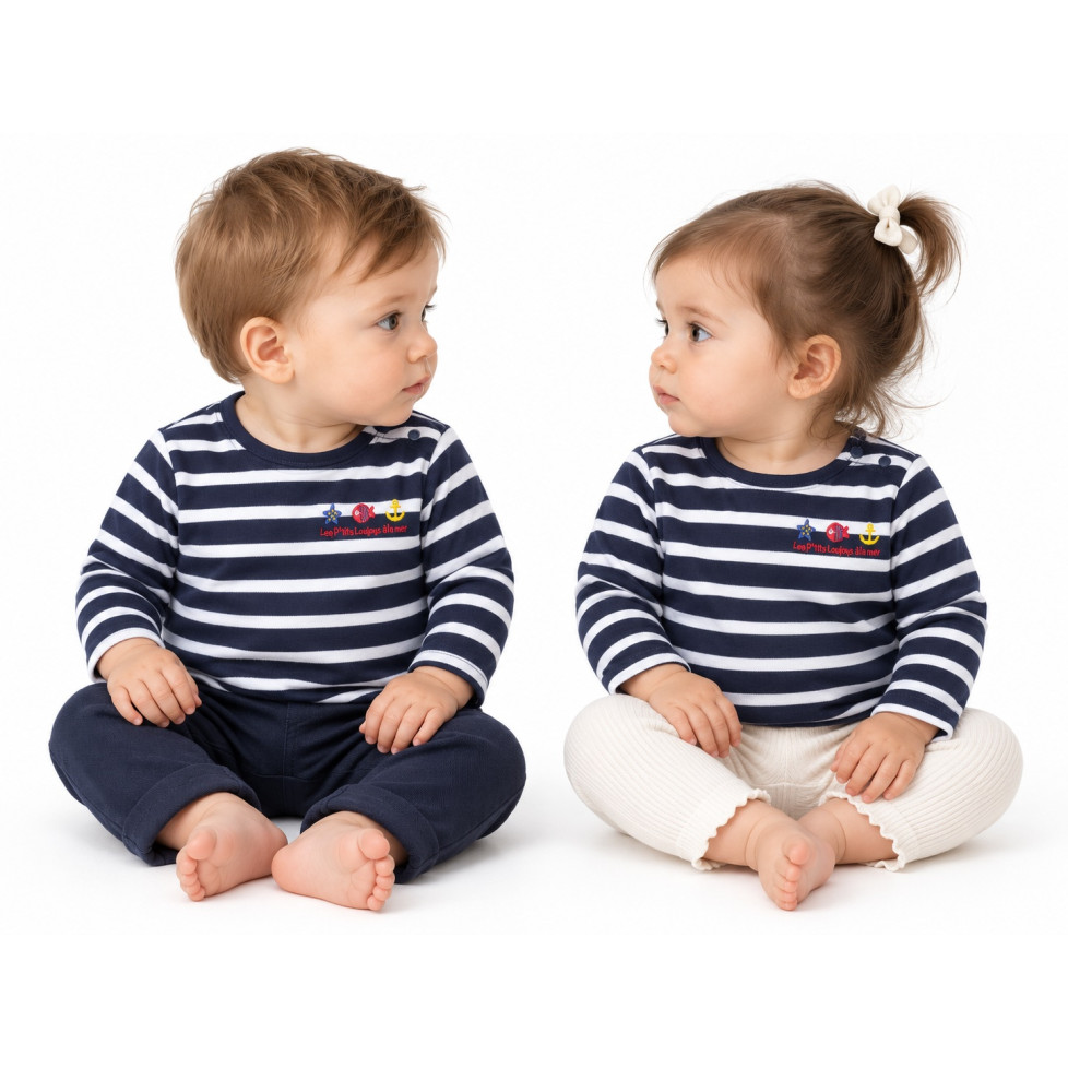 "CODY" NAUTICAL SHIRT ECRU/NAVY BLUE FOR BABIES