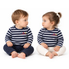 "CODY" T-SHIRT MARIN BÉBÉ ÉCRU/MARINE MANCHES LONGUES