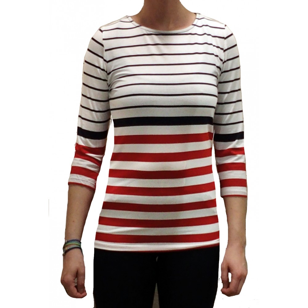 womens red white striped shirt long sleeve