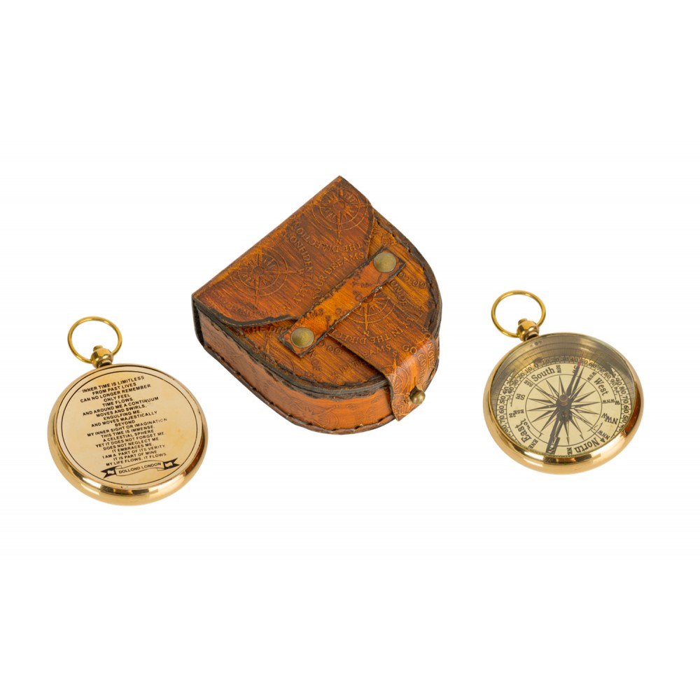 Boussole Vintage De Poche En Bois Et Laiton, état De Fonctionnement