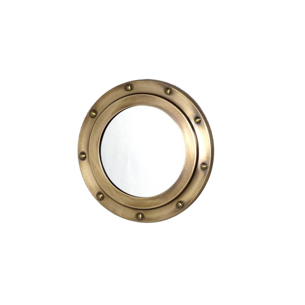 Miroir Hublot En Laiton Style Nautique - Déco Marine Ronde Diamètre 28 Cm - Occasion Bon état
