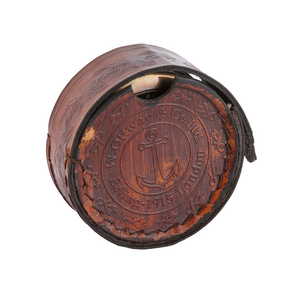 Boussole magnétique nautique bois et laiton de collection,reproduction d' ancien