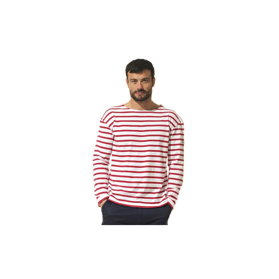 MEN'S RED AND WHITE NAUTICAL STRIPED 