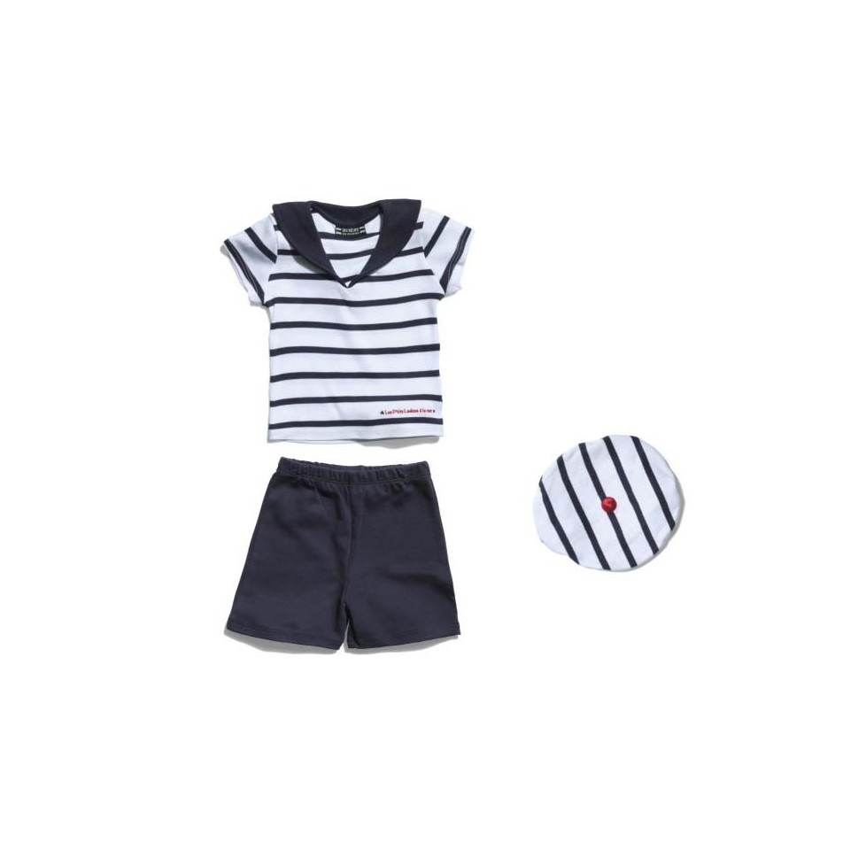 Conjunto Marinero Camiseta Short Y Gorra Para Bebe Guirec Conjunto Marinero Camiseta Short Y Gorra Para Bebe Guirec