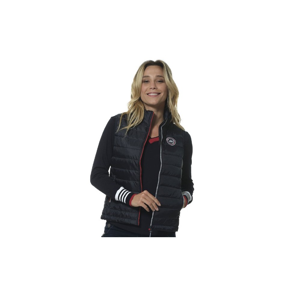 Gilet col rond manches longues bleu marine femme | La Halle
