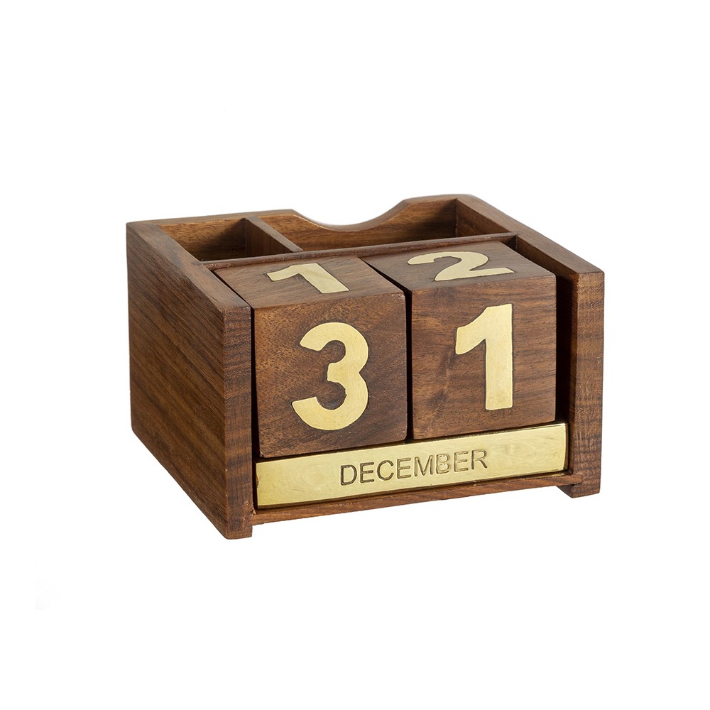NAUTICAL BRASS CALENDAR WITH DESK ORGANIZER