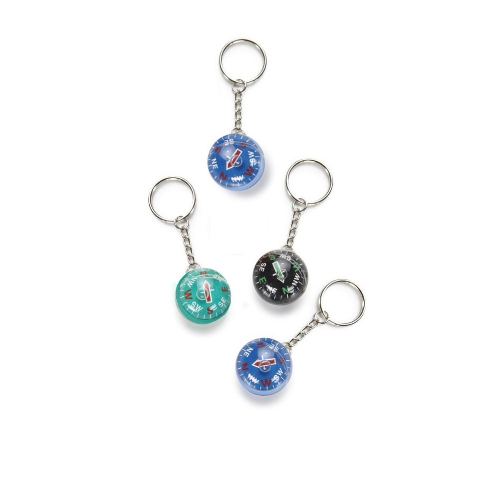 Porte-Clés Avec Boussole En Plastique Noir - 4 Cm De Diamètre - 14