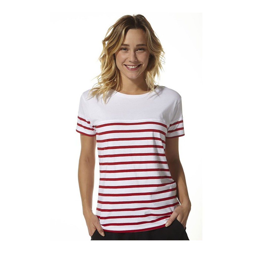 Camisetas Mujer, Camiseta Rayas Rojas y Blancas